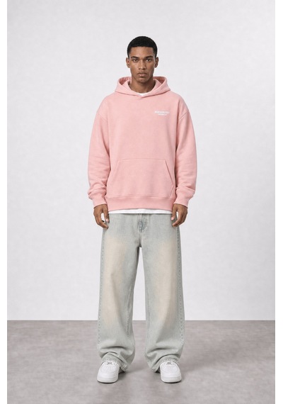 Respire Erkek Absofuckinlutely Baskılı Oversize Hoodie Pembe