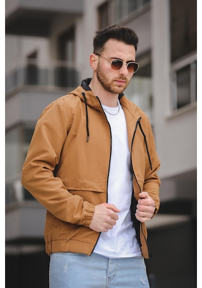 Oksit Antonin Bel Ve Kol Lastikli Slim Fit Erkek Mevsimlik Mont Yağmurluk 001
