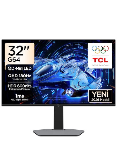 Tcl 32g64 31,5 İnç Qhd Mini Led Oyuncu Monitörü, 180 Hz, 1 Ms Gtg, Hdr600, Freesync
