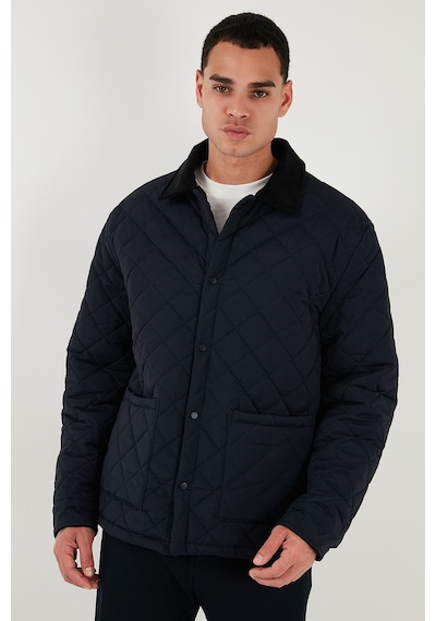 Buratti Kapitoneli Regular Fit Kadife Detaylı Erkek Mont 497Leroy Lacivert