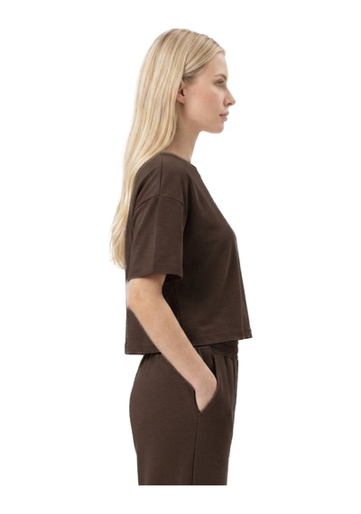 Cottonhıll Premium - Sway Collection Kahverengi Modal Bisiklet Yaka Tişört