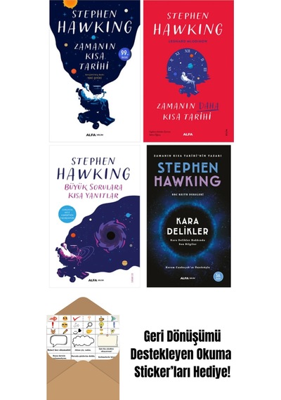 Stephen Hawking 4 Kitap Set / Zamanın Kısa Tarihi + Okuma Sticker'ları