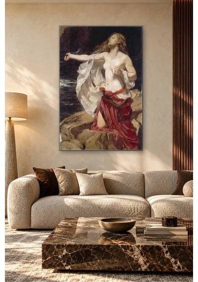 Fida Herbert Draper Kayalıkta Ariadne Canvas Tablo Çok Renkli