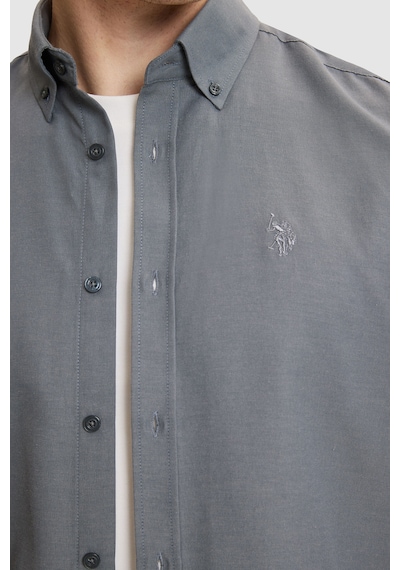 U.S. Polo Assn. Erkek Antrasit Slim Fit Uzun Kollu Basic Gömlek 50324708-vr006