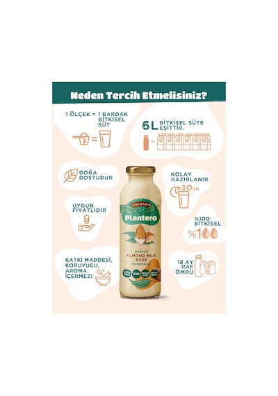 3'lü Badem Sütü Bazı Konsantre Bitkisel Süt 250gr, %100 Badem, Şekersiz