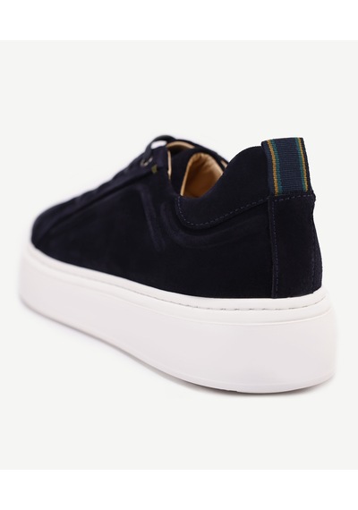 Yargıcı Silikon Kabartmanlı Deri Bağlı Sneakers Lacivert