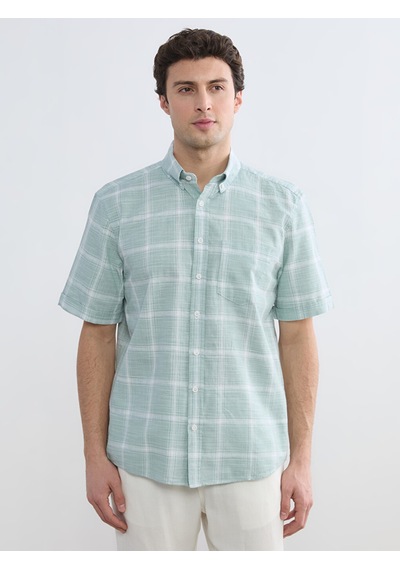Lcwaıkıkı Classic Yeşil Regular Fit Kareli Erkek Gömlek