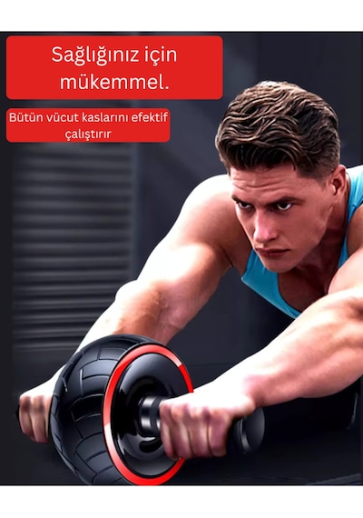 Evapera Profesyonel Ab Wheel Roller Karın Kası Göğüs Egzersiz Fitness Tekerleği Mekik Aleti Max150kg Siyah