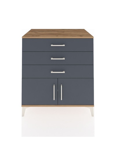 Kronos Şifonyer Tek Raflı 3 Çekmeceli 2 Kapaklı 88x59x96 Çam-antrasit Atlas Çam