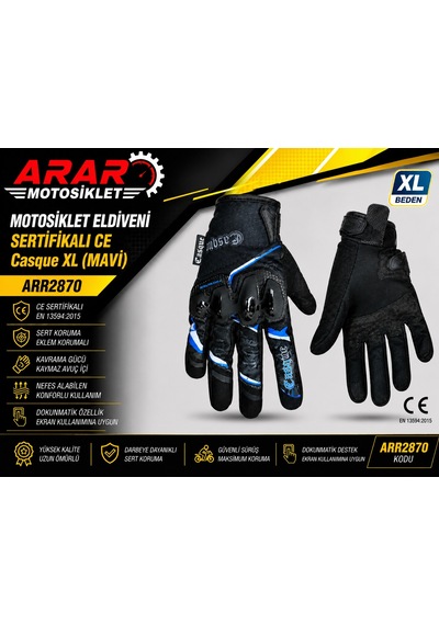 Motosiklet Eldiveni Sertifikalı CE Casque XL(MAVİ)-ARR2870
