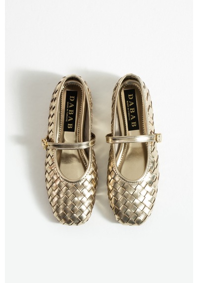 Dabab Shoes Elvıa Gold Kadın Örgü Dokulu Bilekten Bantlı Tokalı Mary Jane Düz Ayakkabı Babet Altın Dabab Shoes Elvıa Gold Kadın Örgü Dokulu Bilekten Bantlı Tokalı Mary Jane Düz Ayakkabı Babet Altın
