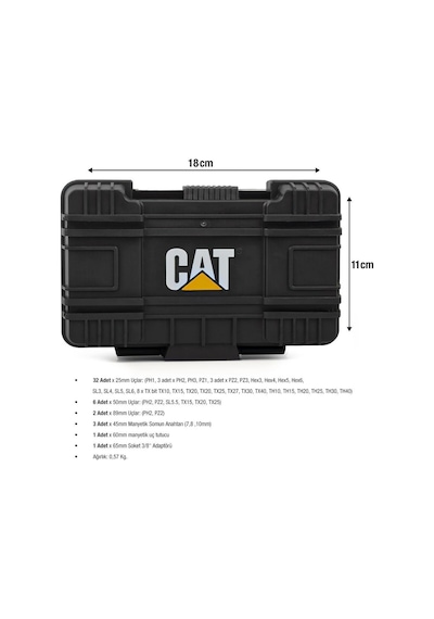 CAT DA01902 Manganez Fosfat Alaşımlı Vidalama Uç Seti 45 Parça