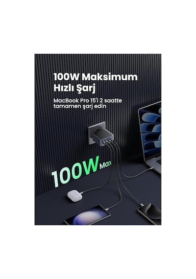 Nexode Air 100w 4-port Gan Fast Charger Eu Hızlı Şarj Adaptörü