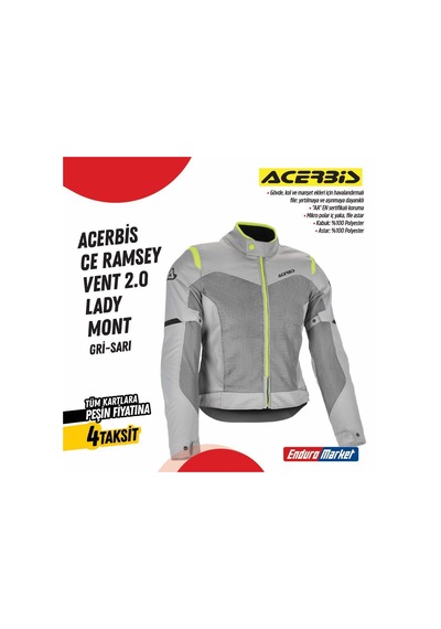 Acerbis Ce Ramsey Wented 2.0 Bayan Yazlık Mont Gri Sarı