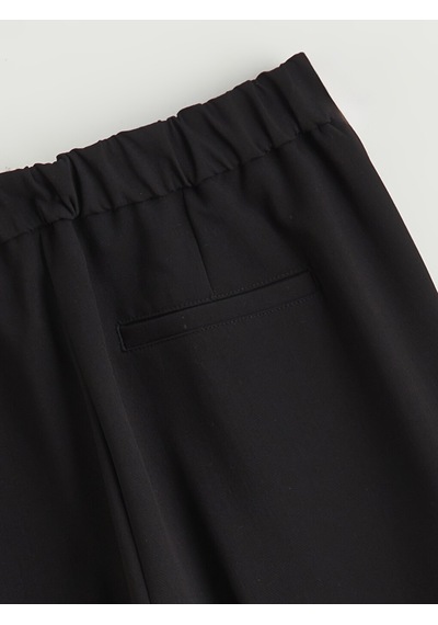 Lcwaıkıkı Classic Siyah Beli Lastikli Kadın Pileli Pantolon