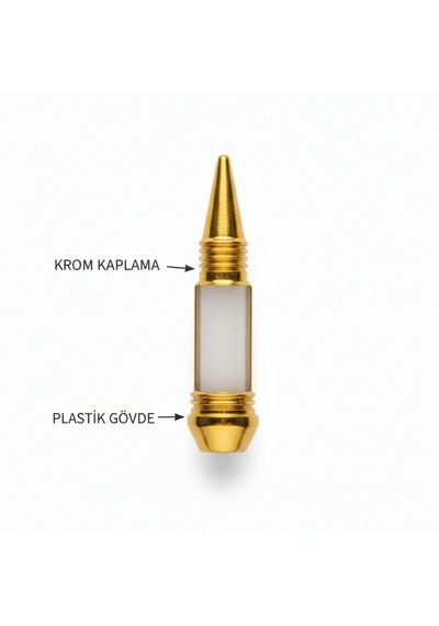 Kemboss Araba Altın Krom Kurşun Model Sibop Kapağı 4 Lü Universal Araba Aksesuarı 4 Adet