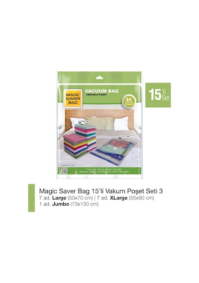 Magic Saver Bag 15'Li Vakumlu Poşet Seti 3