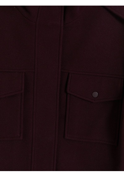 Lcw Vision Bordo Dik Yaka Oversize Kadın Kaşe Ceket Diğer