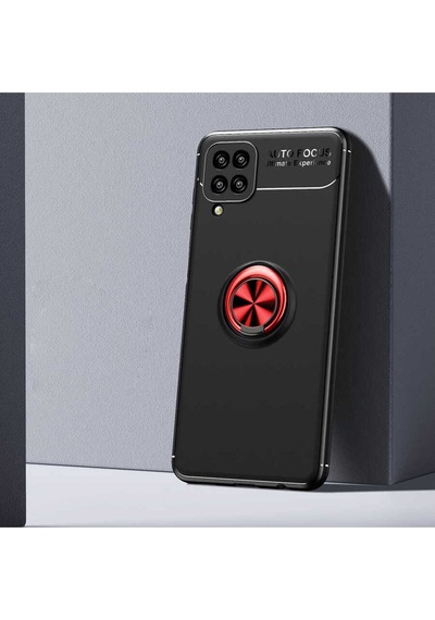 Samsung Uyumlu Galaxy A12 Kılıf Zore Ravel Silikon Kapak Siyah-Kırmızı
