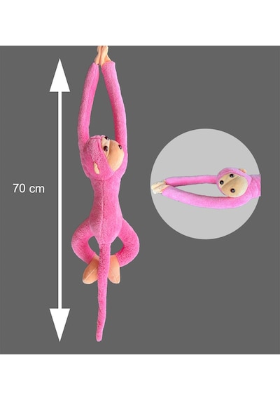 Sevimli Peluş Maymun Oyuncak , Elleri Yapışabilen 70 Cm Pembe
