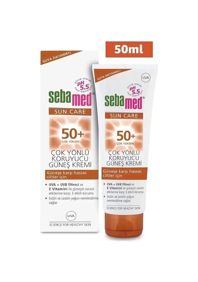 Sebamed Sun Care UVA / UVB Filtresi ve E Vitamini Üçlü Yüksek Koruma Çok Yönlü Güneş Kremi 50 SPF 50 ML