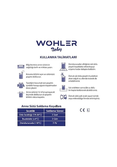 Wohler Anne Sütü Saklama Poşeti 25'li