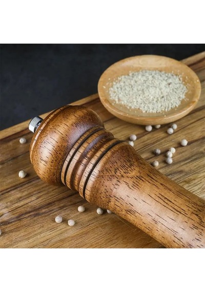 2'li Komple Ahşap Gövdeli Tuz Karabiber Değirmeni Baharat Öğütücüsü 14 Cm - Baharat Değirmeni Bambu