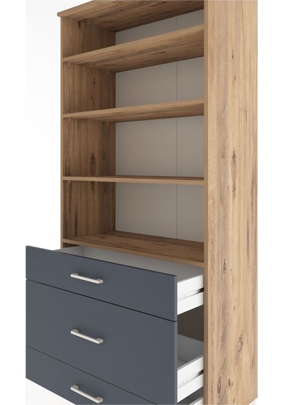 Hyperion Dolap 4 Raflı 3 Çekmeceli 88x44x195 Çam-antrasit Çam