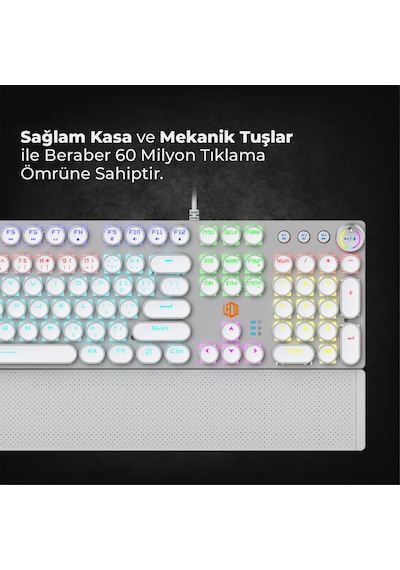 Lecoo KG1102 Kablolu Blue Switch Makro Tuşlu RGB Mekanik Gaming Türkçe Q Metalik Klavye