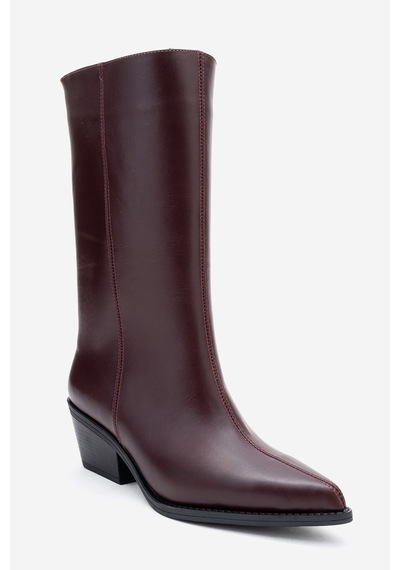 Luvishoes Luvi Shoes Juana Bordo Cilt Hakiki Deri Sivri Burunlu Kadın Çizme Bordo