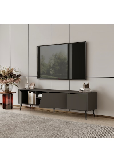 Roma 175 Cm Tv Ünitesi 100% Mdf Metal Ayak Gri