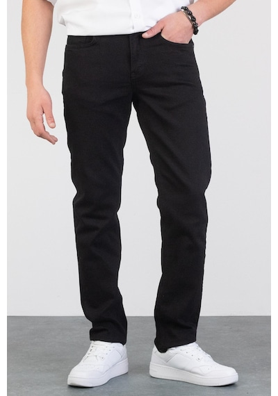 HLT Jeans Erkek Siyah Regular Boru Paça Esnek Likralı Denim Jeans Kot Pantolon Hlthe001973 - Siyah Siyah