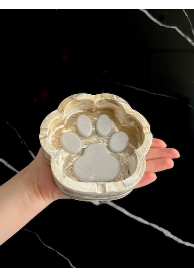 Beton Patili Küllük El Yapımı Kedi Köpek Tasarımlı Dekoratif Yıkanabilir Kül Tablası