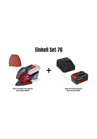 Einhell Set-76 Einhell Te-os 18/150 Li Akülü Çok Amaçlı Zımpara+einhell 18v 4,0 Ah Pxc Starter Kit, Akü & Şarj Cihazı