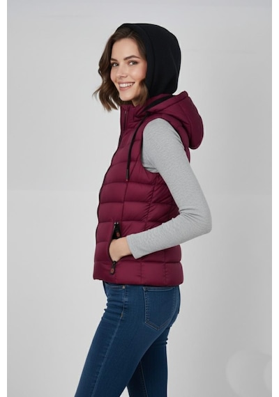 Baglan Kadın Kapüşonlu Spor Yelek 5000 Bgl-st04894 Bordo