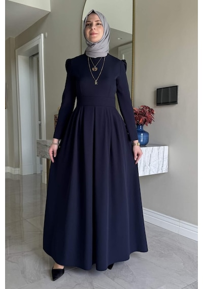 Rabia Şamlı Rose Elbise Lacivert Normal
