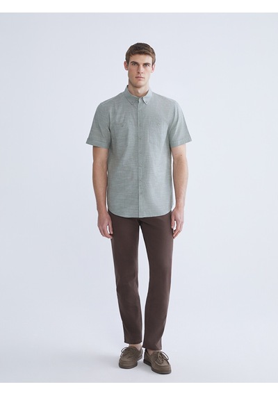 Lcwaıkıkı Classic Haki Regular Fit Kısa Kollu Erkek Gömlek