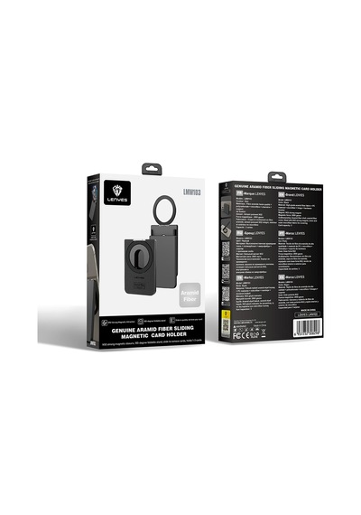 Lenyes Lmw103 Sürgü Tasarımlı Magnetik Aramid Fiber Metal Standlı Kartlık Siyah