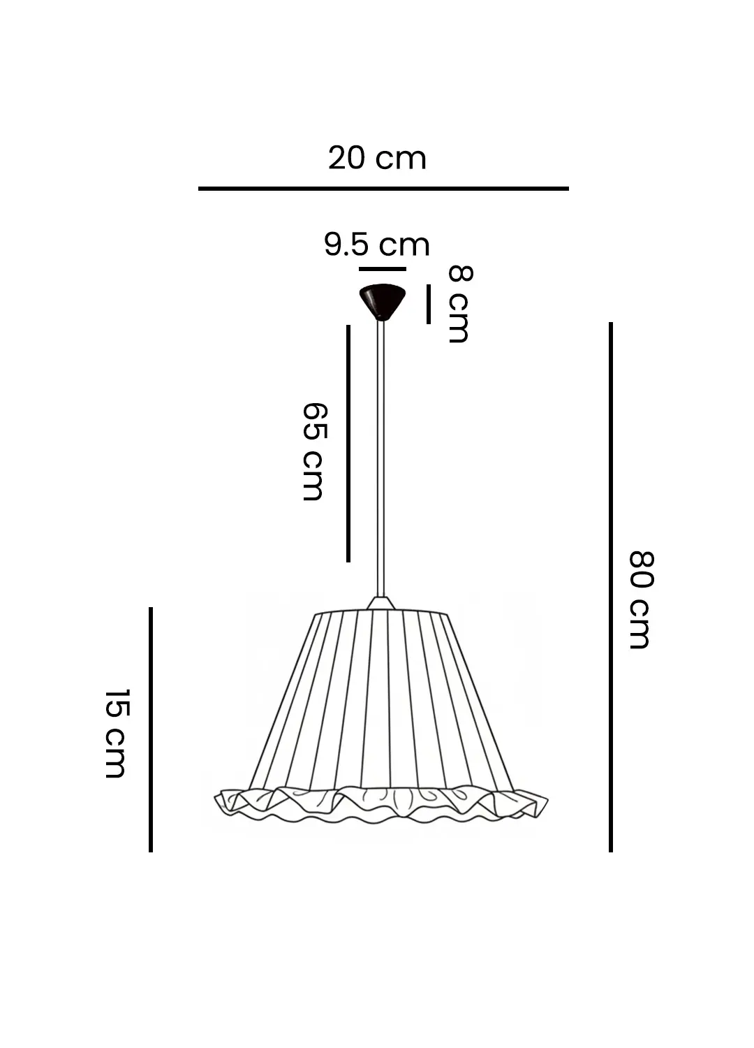 Osmanlı İpeği Fırfırlı Modern Tasarım 20 Cm Sarkıt Avize Açık Krem
