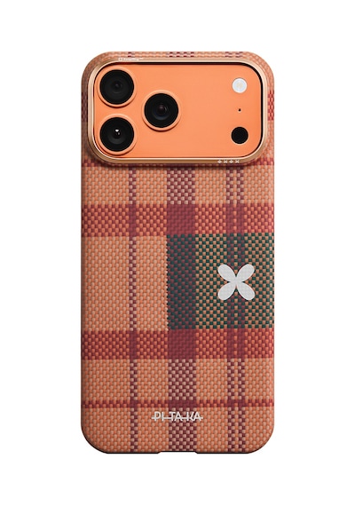 İphone 17 Pro Max Uyumlu Kılıf M-safe Şarjlı Aramid Fiber Pitaka Flora İn Grid Serisi Kapak Kahve Kahverengi