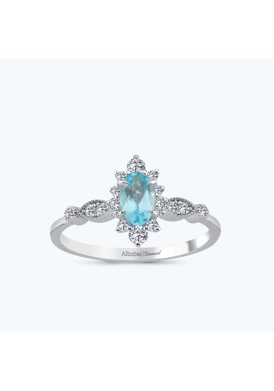 Altınbaş Pırlanta Mavi Topaz Oval Yüzük Pnf002skt-14k