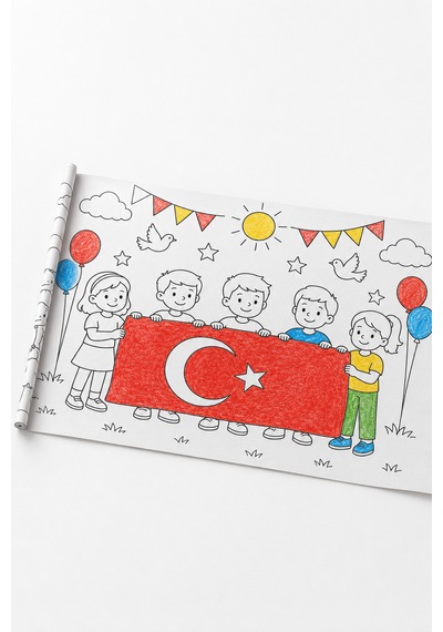 Haydi Dekor 30 Ağustos Zafer Bayramı Boyama Rulosu 30 Cm X 4 Metre Türk Bayrağı Ve Atatürk Temalı Çocuk Boyama Kâğıdı Okul Etkinliği 1 Adet