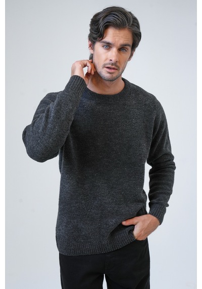 Back And Bond Antrasit Regular Fit Bisiklet Yaka Triko Kazak-antrasit Antrasit