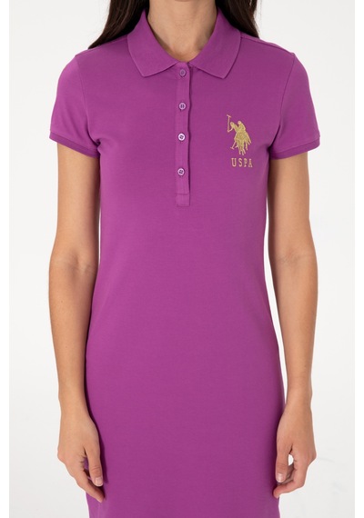 U.S. Polo Assn. Kadın Menekşe Polo Yaka Mini Boy Örme Elbise 50297457-VR037