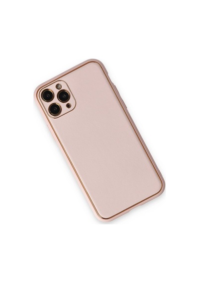 Newface Apple iPhone Uyumlu 11 Pro Max Kılıf Coco Deri Silikon Kapak Glblseme - 22 - Pudra