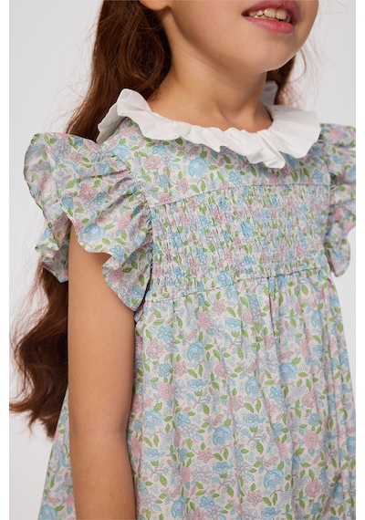 Panço Liberty Kumaş Çiçek Desenli Kız Çocuk Elbise 5621gk26010 Pembe