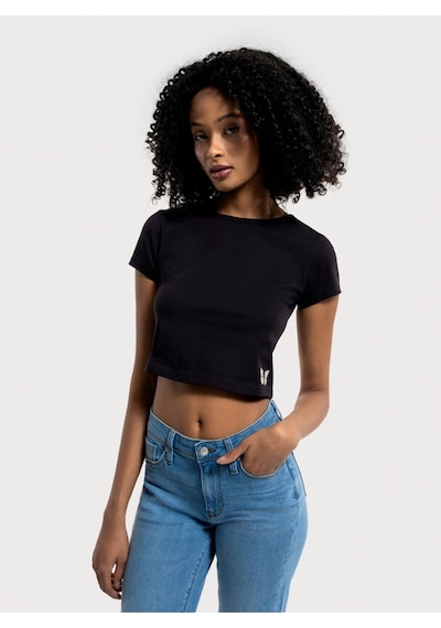 Crop Kadın Tshirt K.kol Siyah