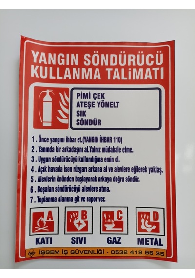 Yangın Söndürme Talimatı Folyo 25x35