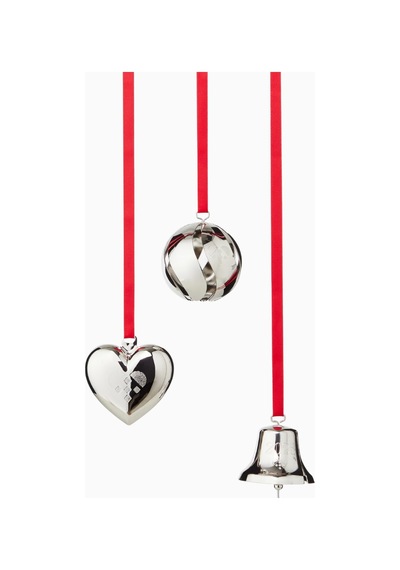 Georg Jensen Palladyum Kaplama 3 Lü Yılbaşı Süsü Seti, Koleksiyonluk Tasarım