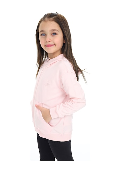 Toontoy Kız Çocuk Kapüşonlu Fermuarlı Cepli Düşük Omuz Nakış Baskılı Örme Hırka - 2 İplik Pudra Toontoy Kız Çocuk Kapüşonlu Fermuarlı Cepli Düşük Omuz Nakış Baskılı Örme Hırka - 2 İplik Pudra